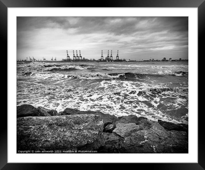 Mersey Docks across the Mersey Framed Mounted Print by colin ashworth