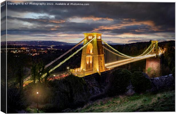 The Clifton Suspension Bridge, Bristol Canvas Print by K7 Photography