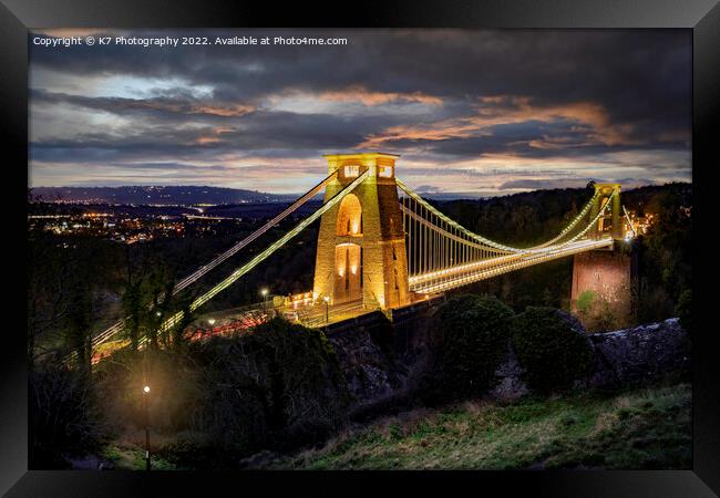 The Clifton Suspension Bridge, Bristol Framed Print by K7 Photography