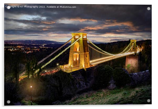 The Clifton Suspension Bridge, Bristol Acrylic by K7 Photography