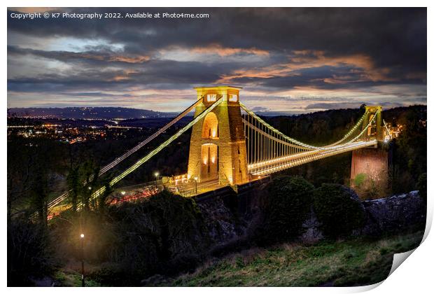 The Clifton Suspension Bridge, Bristol Print by K7 Photography