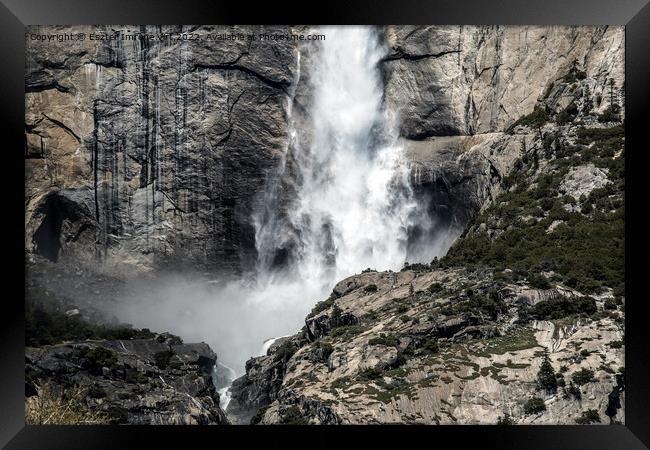 Waterfall in the Yosemite National Park Framed Print by Eszter Imrene Virt