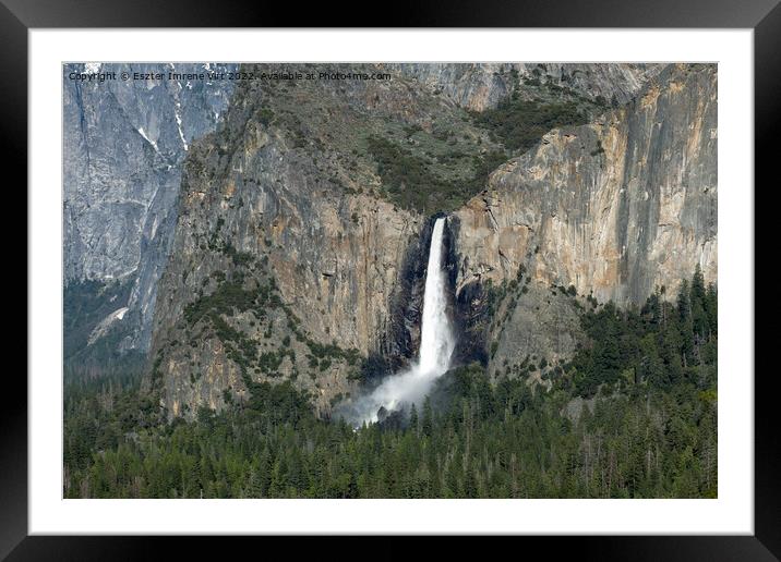 Waterfall in Yosemite National Park Framed Mounted Print by Eszter Imrene Virt