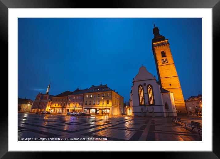 Night in Sobeslav - city in South Bohemian region, Czechia Framed Mounted Print by Sergey Fedoskin