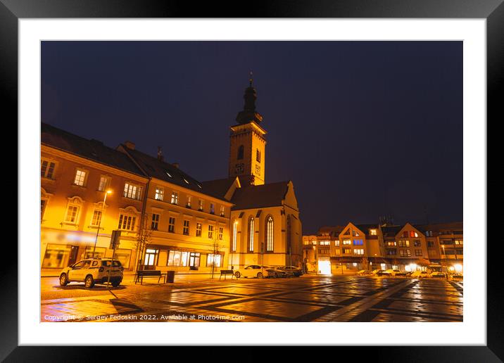 Night in Sobeslav - city in South Bohemian region, Czechia Framed Mounted Print by Sergey Fedoskin