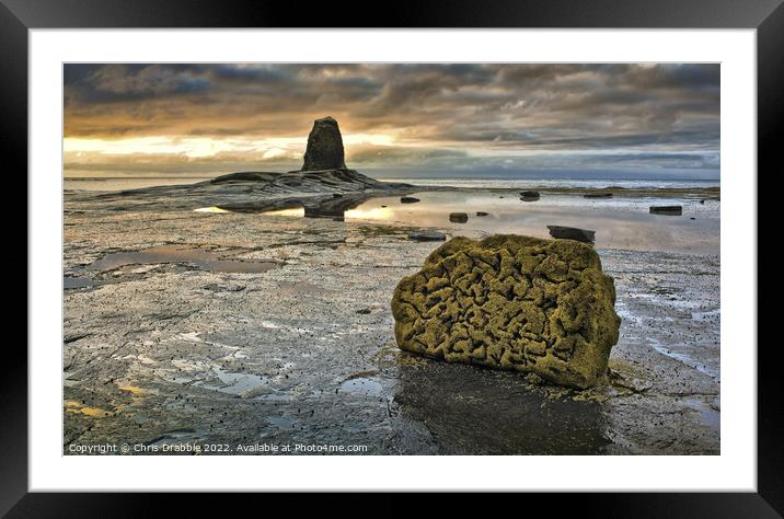 Black Nab at sunset Framed Mounted Print by Chris Drabble