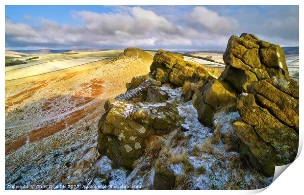 Crook Hill in Winter Print by Chris Drabble