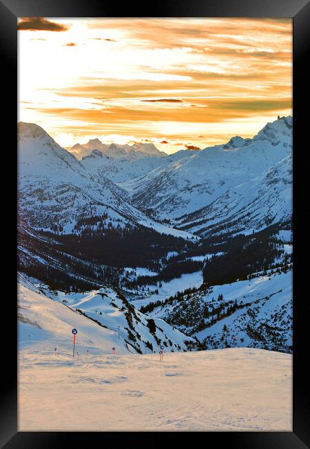 Sunset Lech am Arlberg Austrian Alps Austria Framed Print by Andy Evans Photos