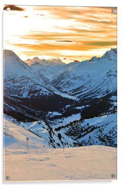 Sunset Lech am Arlberg Austrian Alps Austria Acrylic by Andy Evans Photos