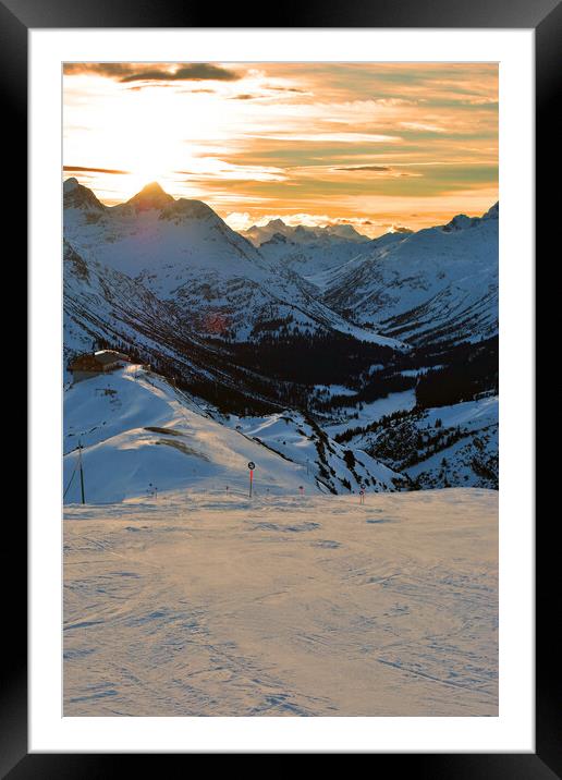 Sunset Lech am Arlberg Austrian Alps Austria Framed Mounted Print by Andy Evans Photos