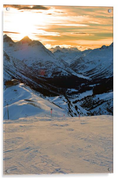 Sunset Lech am Arlberg Austrian Alps Austria Acrylic by Andy Evans Photos