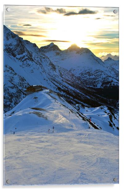 Sunset Lech am Arlberg Austrian Alps Austria Acrylic by Andy Evans Photos