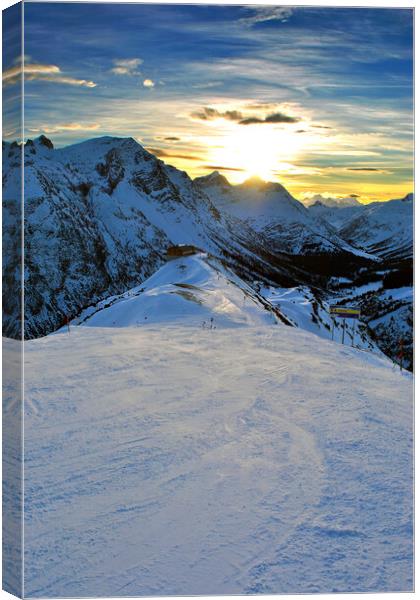 Sunset Lech am Arlberg Austrian Alps Austria Canvas Print by Andy Evans Photos