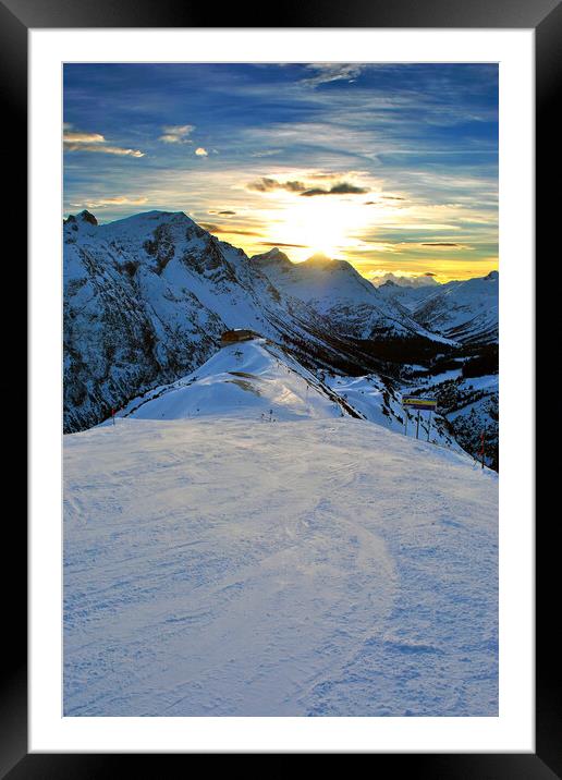 Sunset Lech am Arlberg Austrian Alps Austria Framed Mounted Print by Andy Evans Photos