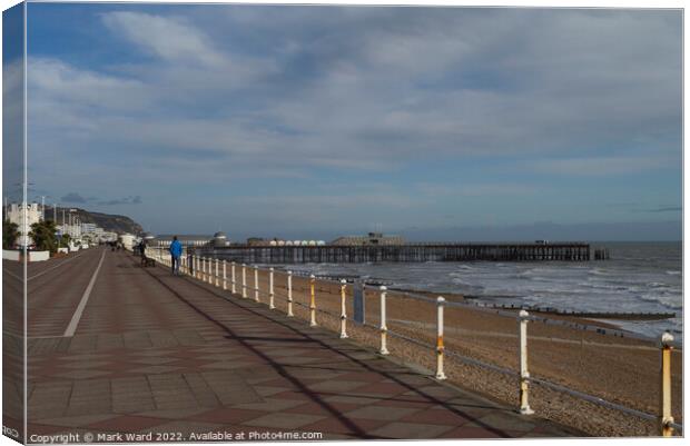 Hastings Promenade and Pier. Canvas Print by Mark Ward
