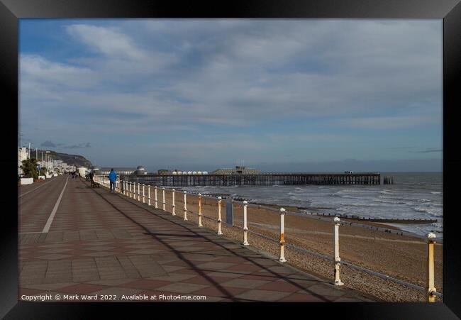 Hastings Promenade and Pier. Framed Print by Mark Ward