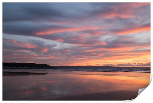 Westward Ho! beach sunset Print by Tony Twyman
