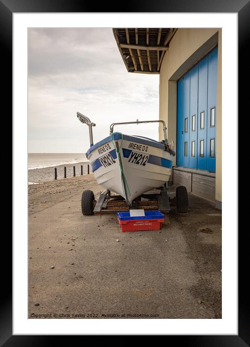 Cromer fishing boat, Norfolk Coast Framed Mounted Print by Chris Yaxley