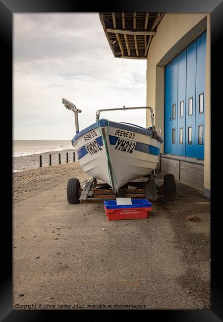 Cromer fishing boat, Norfolk Coast Framed Print by Chris Yaxley