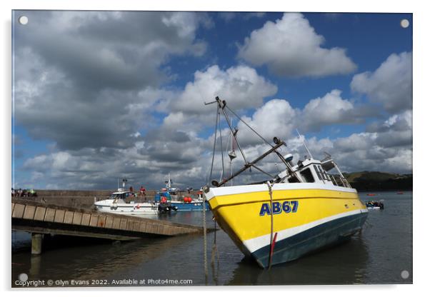 Low tide in New Quay Harbour Acrylic by Glyn Evans