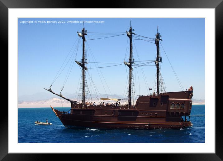 Pleasure pirate yacht Black Pearl in the Red Sea. South Sinai. Egypt. 2021 Framed Mounted Print by Vitaliy Borisov