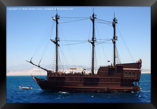 Pleasure pirate yacht Black Pearl in the Red Sea. South Sinai. Egypt. 2021 Framed Print by Vitaliy Borisov