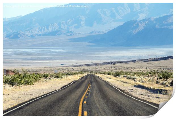 Empty road to the mountains in the United States Print by Eszter Imrene Virt
