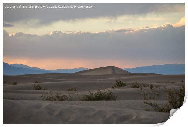 Sunset in the desert Print by Eszter Imrene Virt