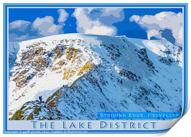 Helvellyn and Striding Edge Print by geoff shoults