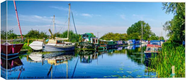 Canal Boats At Heybridge Essex Canvas Print by Peter F Hunt