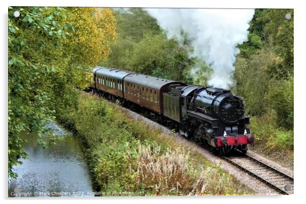 Majestic Autumn Steam Train Acrylic by Mark Chesters