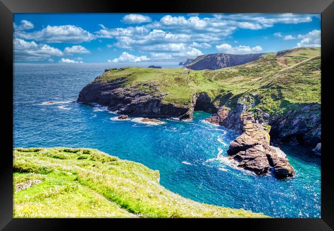 Awe-Inspiring Landscape of Tintagel Framed Print by Roger Mechan