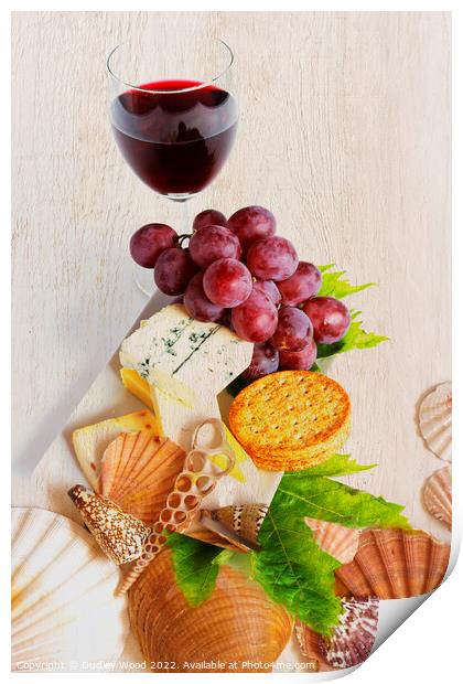 Rustic Wine and Cheese Delight Print by Dudley Wood