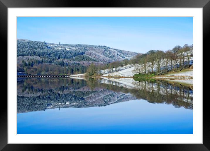 Winter reflections at Ladybower. Framed Mounted Print by David Birchall
