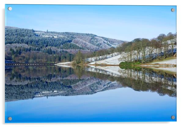 Winter reflections at Ladybower. Acrylic by David Birchall