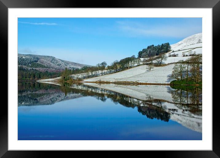 Ladybower winter reflections. Framed Mounted Print by David Birchall