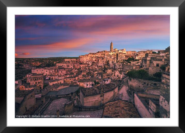 Matera ancient town i Sassi, Basilicata, Italy Framed Mounted Print by Stefano Orazzini