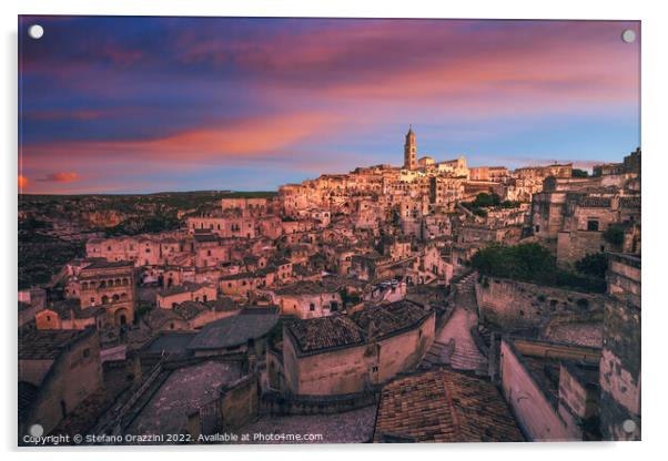 Matera ancient town i Sassi, Basilicata, Italy Acrylic by Stefano Orazzini