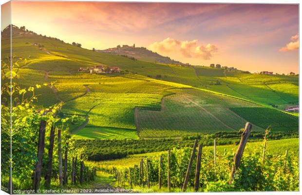 Langhe vineyards view, Barolo and La Morra, Piedmont, Italy Canvas Print by Stefano Orazzini