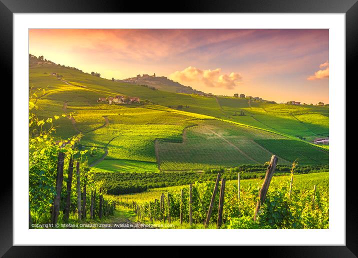Langhe vineyards view, Barolo and La Morra, Piedmont, Italy Framed Mounted Print by Stefano Orazzini
