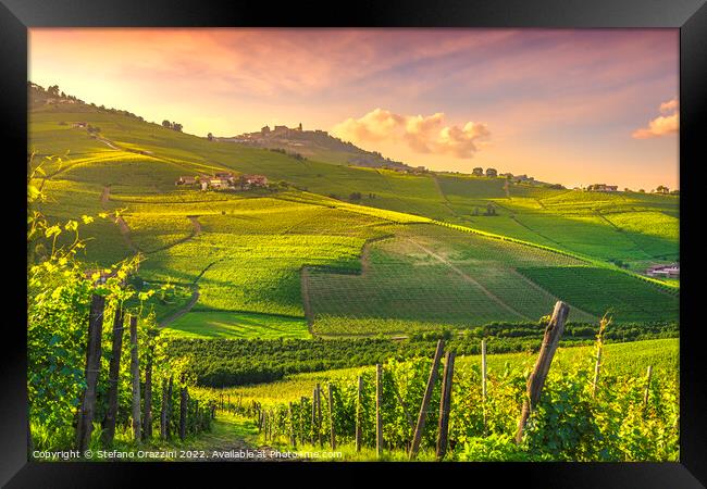 Langhe vineyards view, Barolo and La Morra, Piedmont, Italy Framed Print by Stefano Orazzini