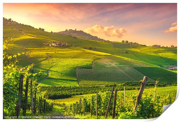 Langhe vineyards view, Barolo and La Morra, Piedmont, Italy Print by Stefano Orazzini