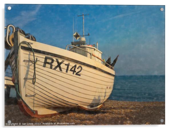 A Fishing Boat on the Beach Acrylic by Ian Lewis