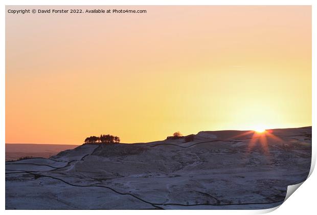 Kirkcarrion in Winter, Teesdale, County Durham, UK Print by David Forster