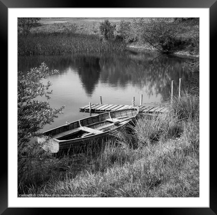 Traditional rowing boat mooring Framed Mounted Print by Chris Rose