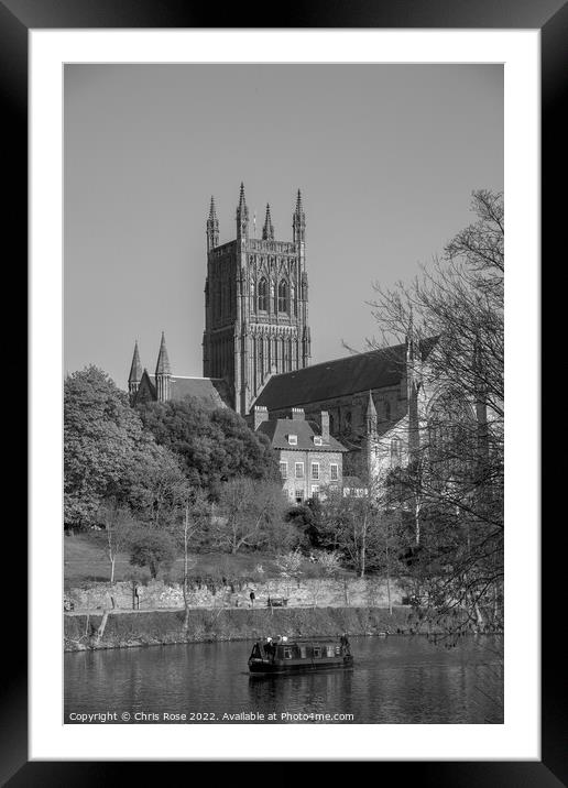 River Severn by Worcester Cathedral Framed Mounted Print by Chris Rose