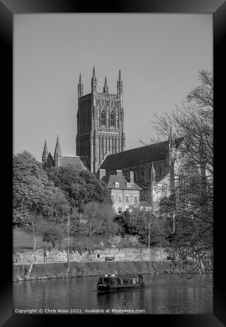 River Severn by Worcester Cathedral Framed Print by Chris Rose
