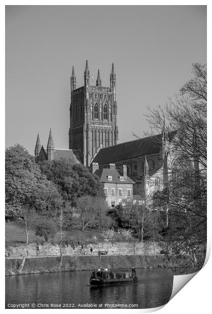 River Severn by Worcester Cathedral Print by Chris Rose