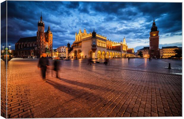 Evening in City of Krakow in Poland Canvas Print by Artur Bogacki