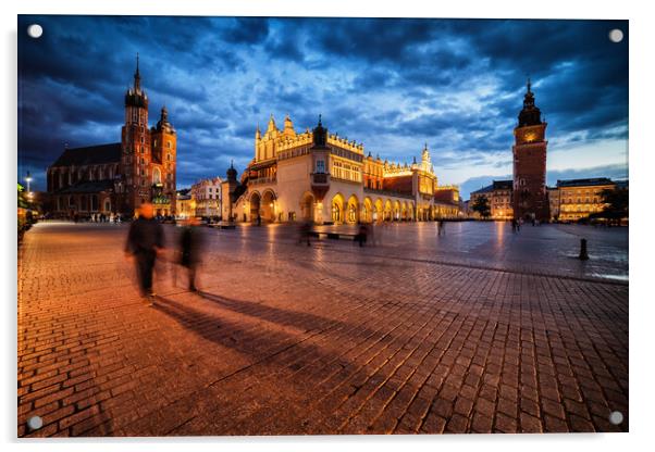 Evening in City of Krakow in Poland Acrylic by Artur Bogacki